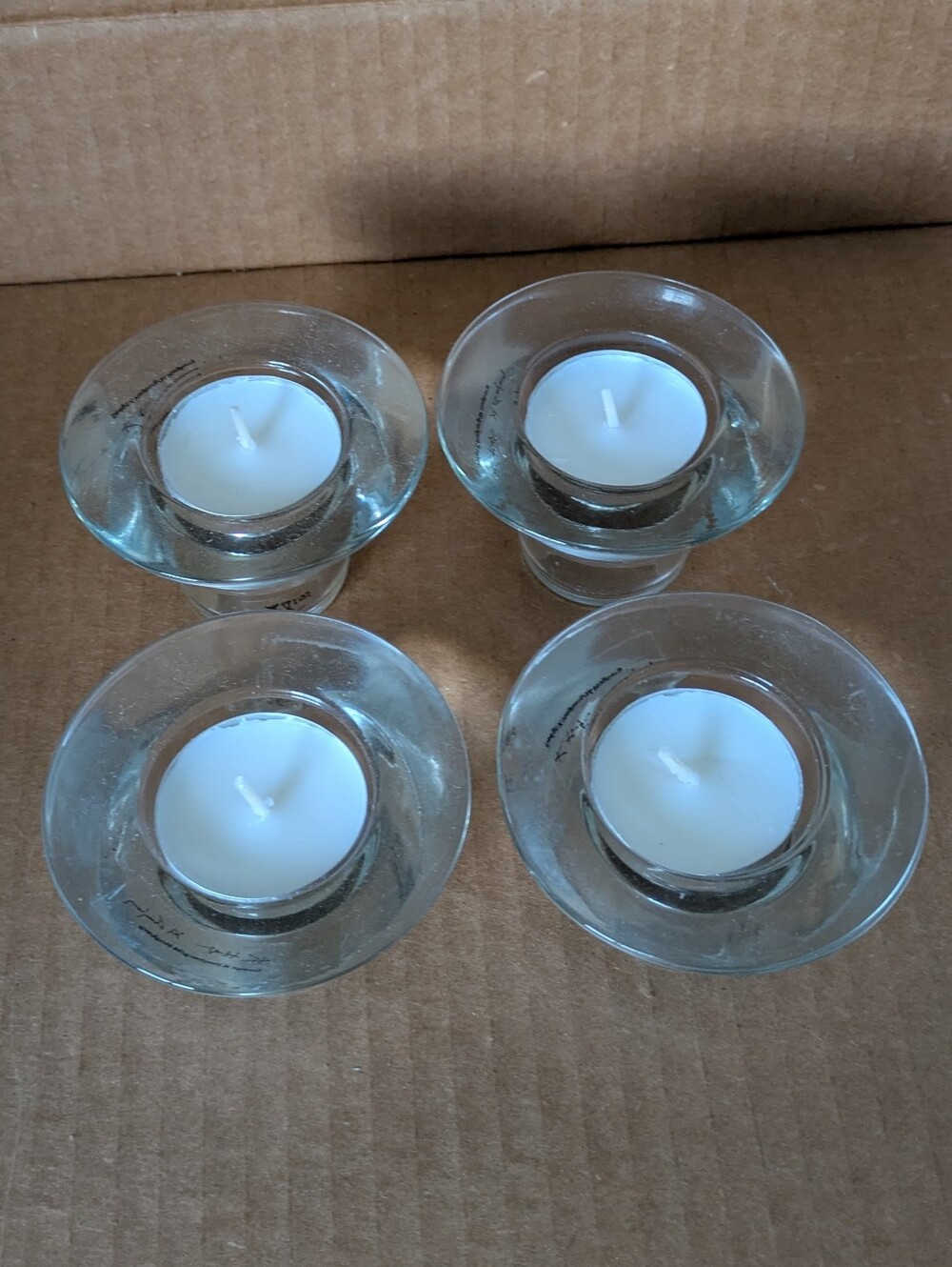 Candle Clear Glass Tealight Candle Holders Set of 4 Includes Candles